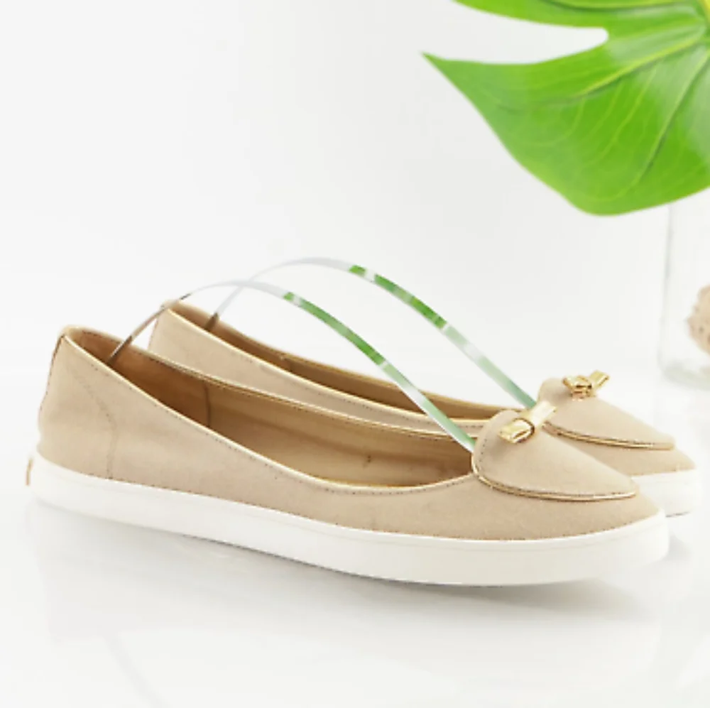 Tory Burch Dakota sneaker-Canvas/Metallic gold tan size 9 - Picture 3 of 10